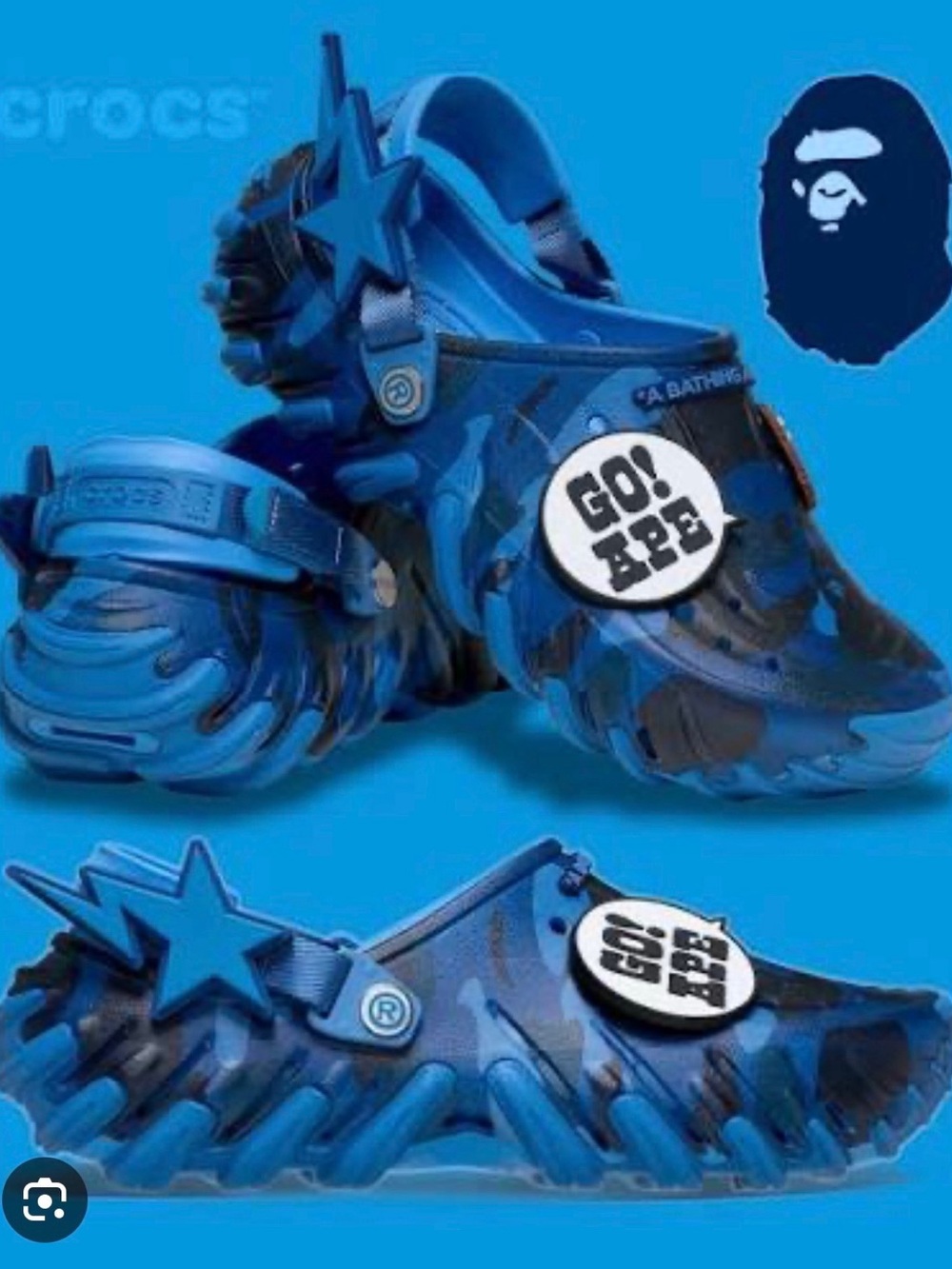 BAPE x Crocs' Blue Camo Star Clog